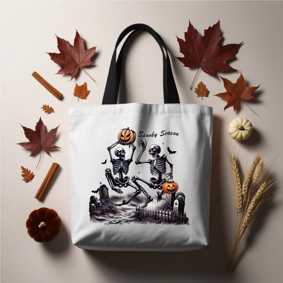 Handmade Handbags - Spooky Season Halloween Skeleton Tote Bag